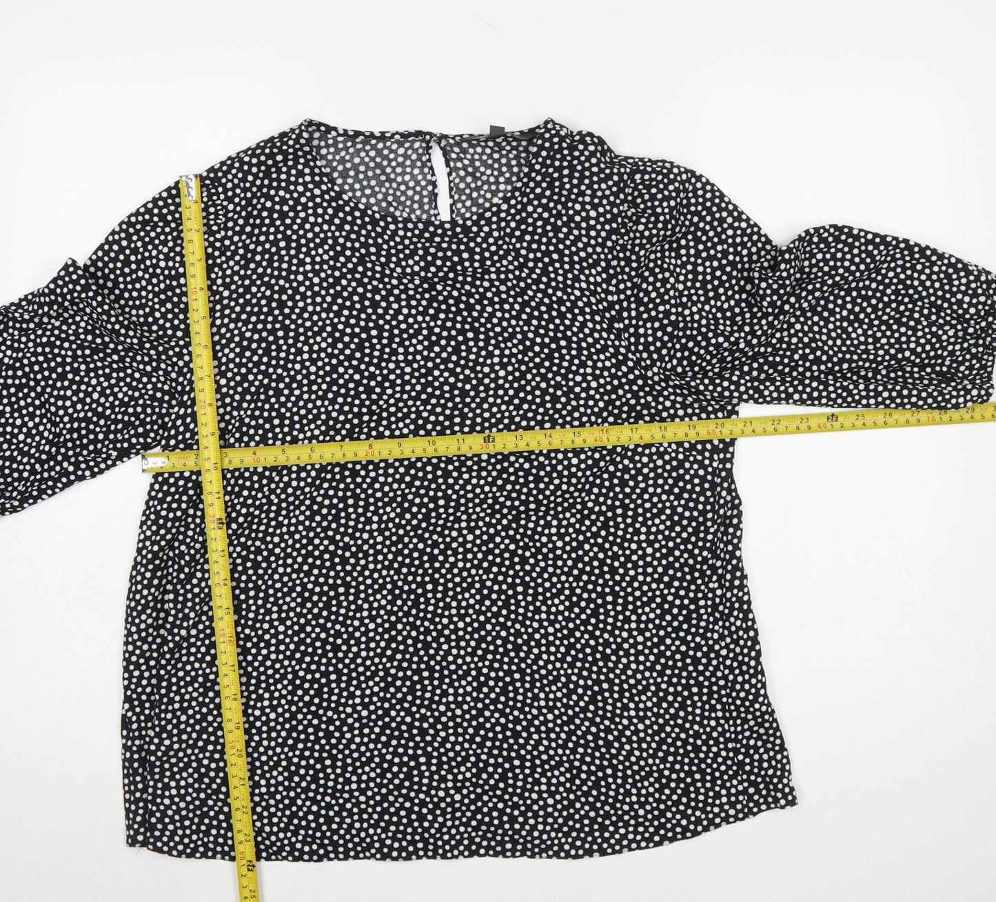 Bonmarché Women’s Black Polka Dot 3/4 Sleeve Viscose Blouse Size 12