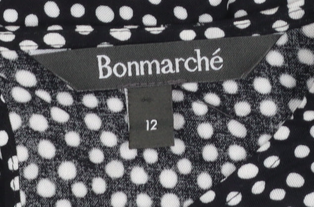 Bonmarché Women’s Black Polka Dot 3/4 Sleeve Viscose Blouse Size 12