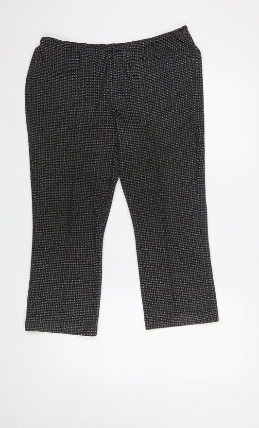 Bonmarché Women’s Black Geometric Knit Pull-On Trousers Size 12