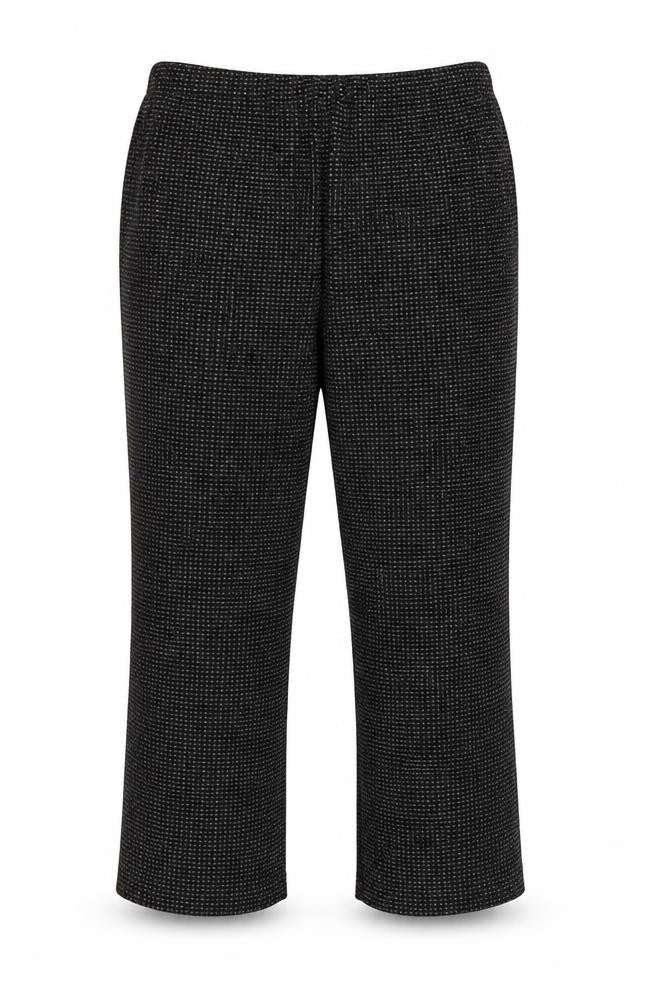 Bonmarché Women’s Black Geometric Knit Pull-On Trousers Size 12