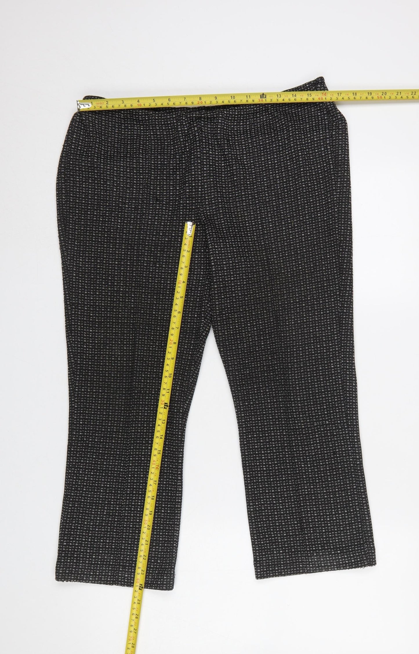 Bonmarché Women’s Black Geometric Knit Pull-On Trousers Size 12