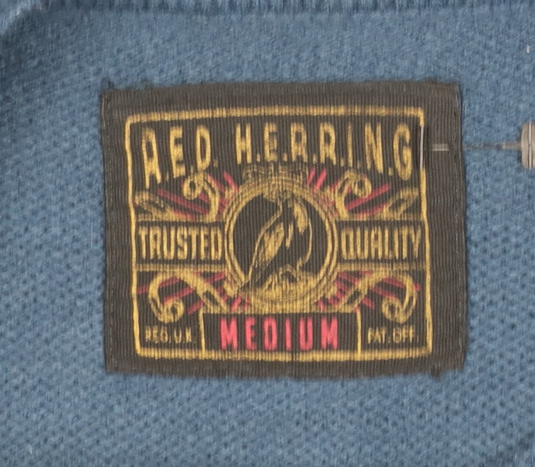 Red Herring Men Blue Medium Christmas Pudding Knit Jumper