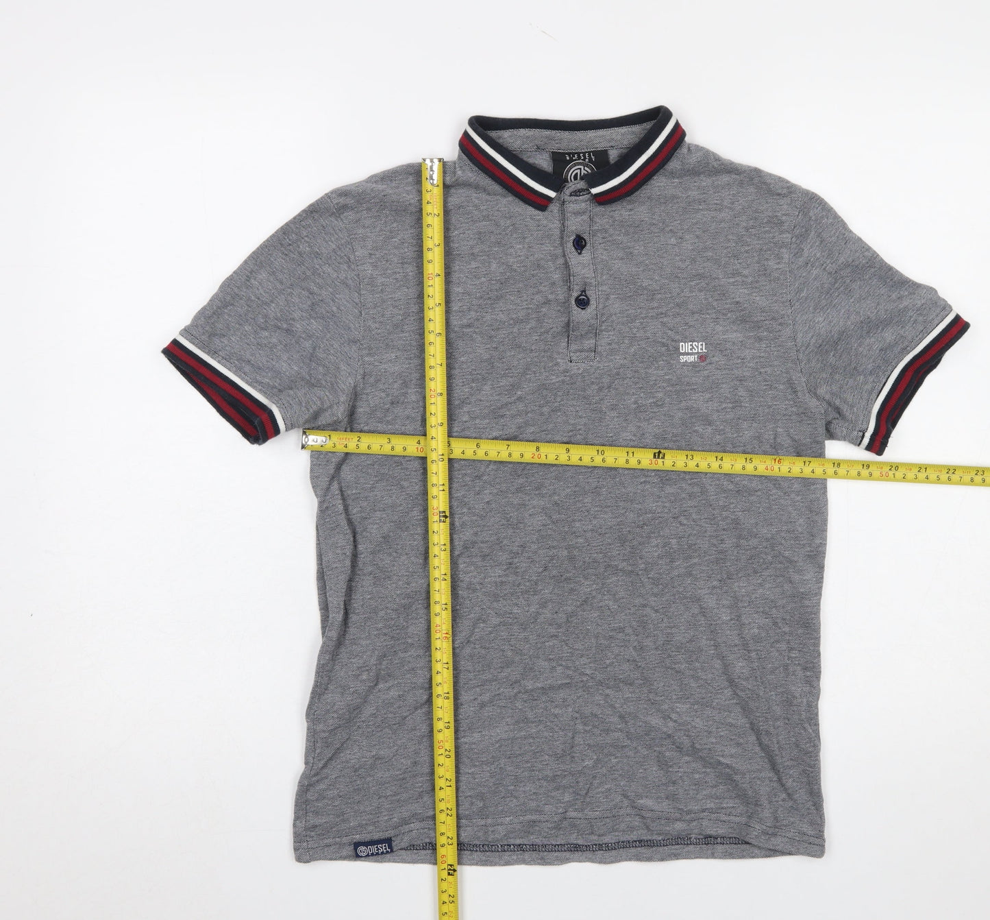 Diesel Sport Men's Grey Small Short Sleeve Polo Shirt