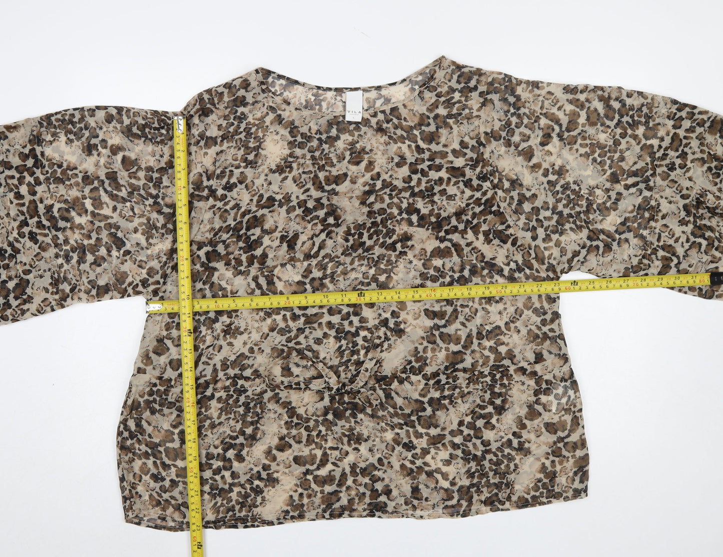 Vila Women’s Brown Animal Print Kimono Blouse Size L
