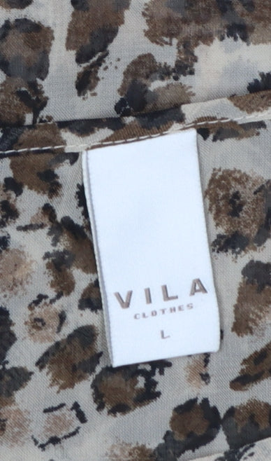 Vila Women’s Brown Animal Print Kimono Blouse Size L