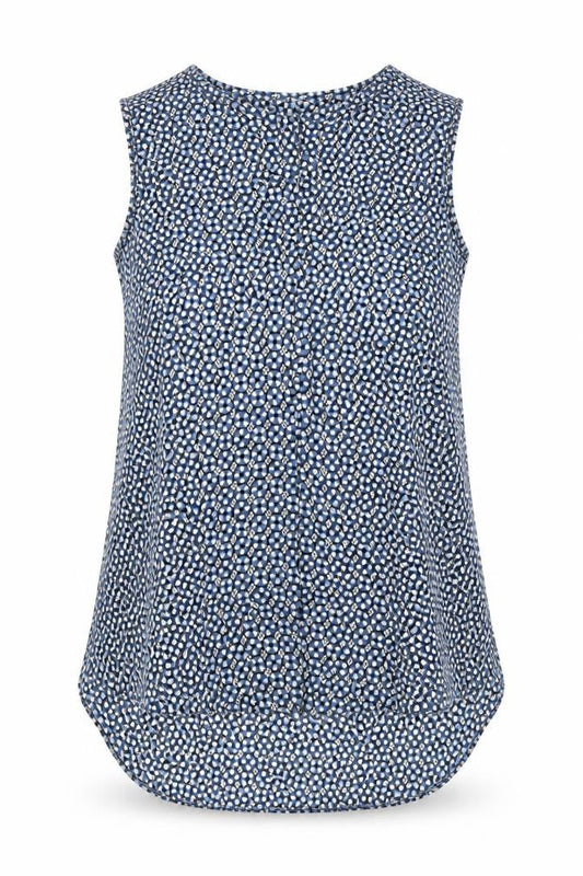 H&M Women's Blue Floral V-Neck Sleeveless Tunic Blouse Size 10