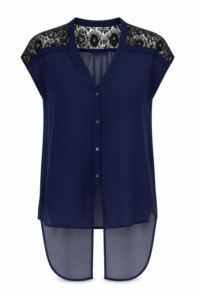 Vero Moda Women's Navy Lace Shoulder Sleeveless Blouse Size S