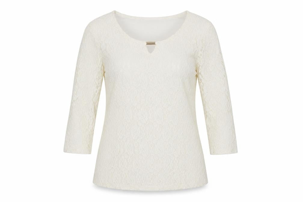 Dunnes Signature Women Ivory Lace 3/4 Sleeve Blouse UK 8