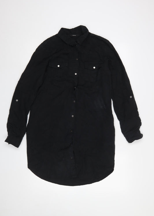 Vero Moda Women Black Shirt Dress Small Long Sleeve Lyocell