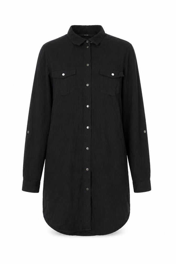 Vero Moda Women Black Shirt Dress Small Long Sleeve Lyocell