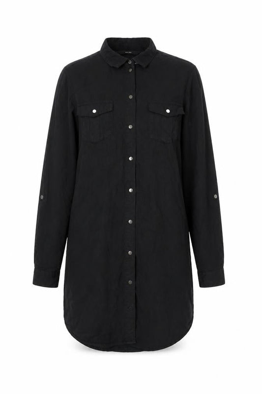 Vero Moda Women Black Shirt Dress Small Long Sleeve Lyocell