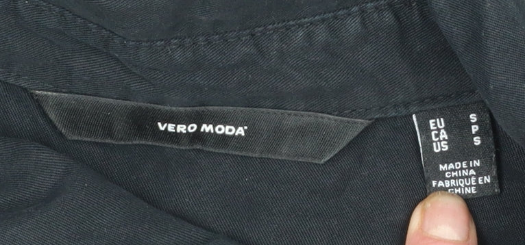 Vero Moda Women Black Shirt Dress Small Long Sleeve Lyocell