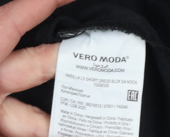Vero Moda Women Black Shirt Dress Small Long Sleeve Lyocell