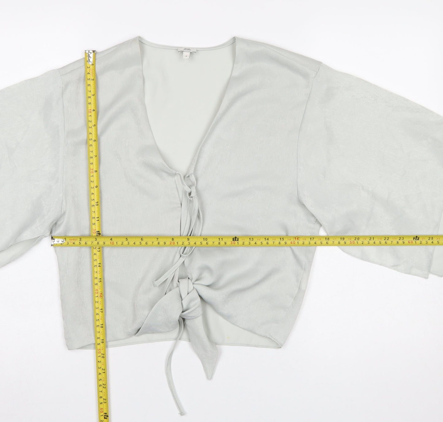 River Island Women Grey Wrap Kimono Blouse Size 8 Polyester