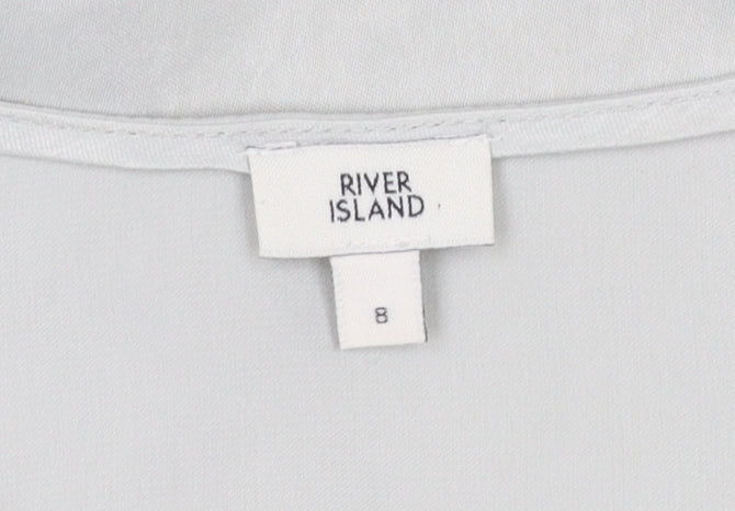 River Island Women Grey Wrap Kimono Blouse Size 8 Polyester