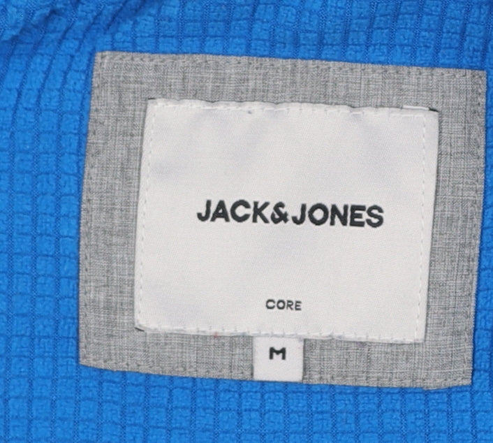 Jack & Jones Men's Grey Hooded Windbreaker Jacket Size M