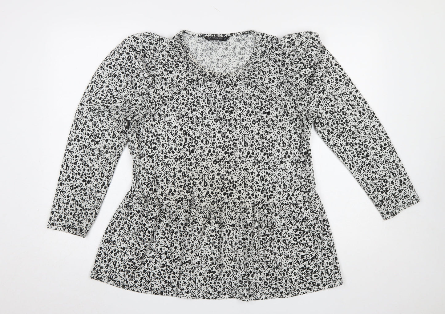Dunnes Stores Women’s Black Floral Long Sleeve Tunic Blouse Size 12