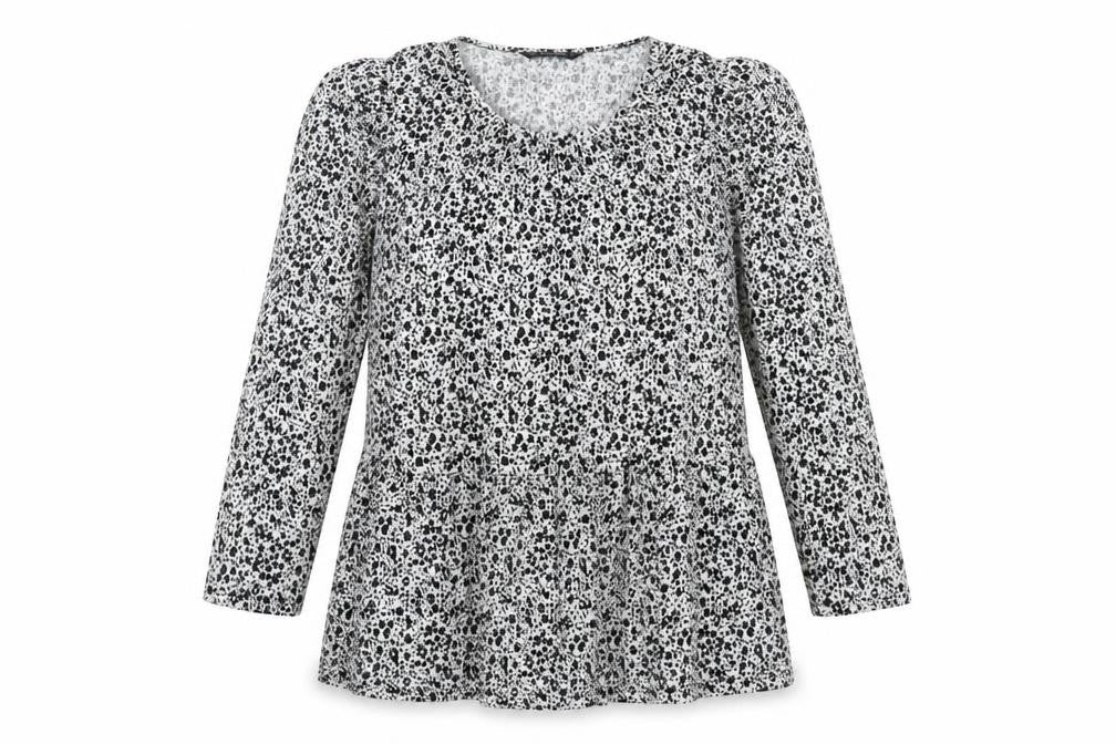 Dunnes Women’s Black Floral Long Sleeve Tunic Blouse Size 12