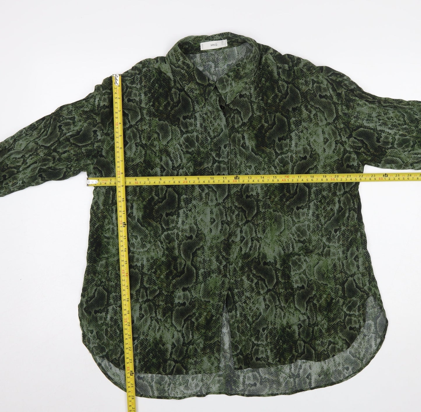 MNG Women’s Green Animal Print Button-Up Shirt Size 14