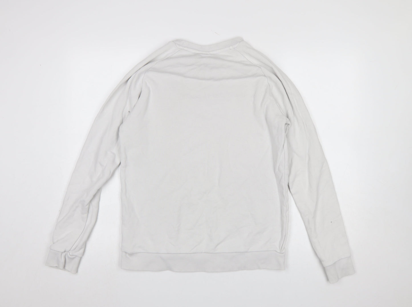 Adidas Men's White Small Crew Neck Pullover Sweatshirt