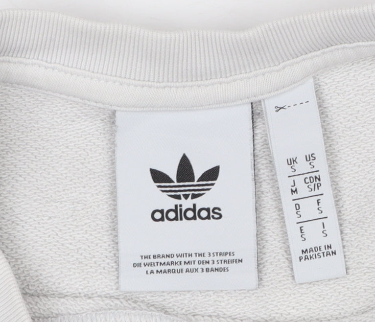 Adidas Men's White Small Crew Neck Pullover Sweatshirt