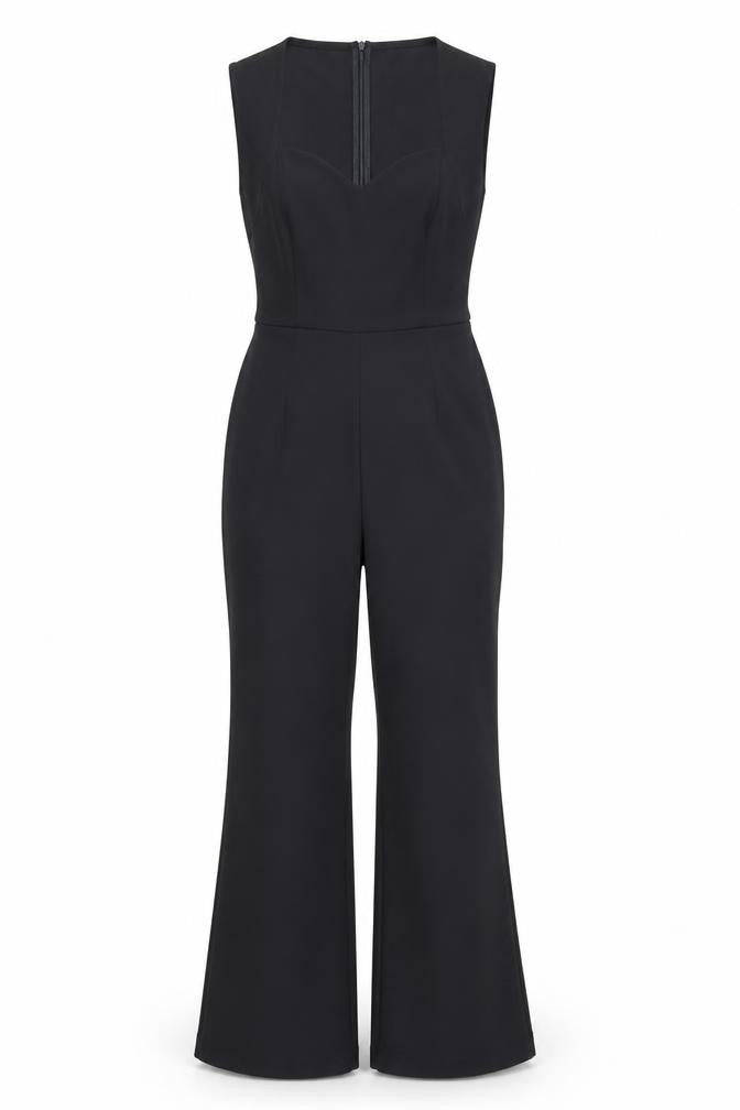 Girl in Mind Black Sleeveless Jumpsuit UK 10 Flared Leg Zip Back