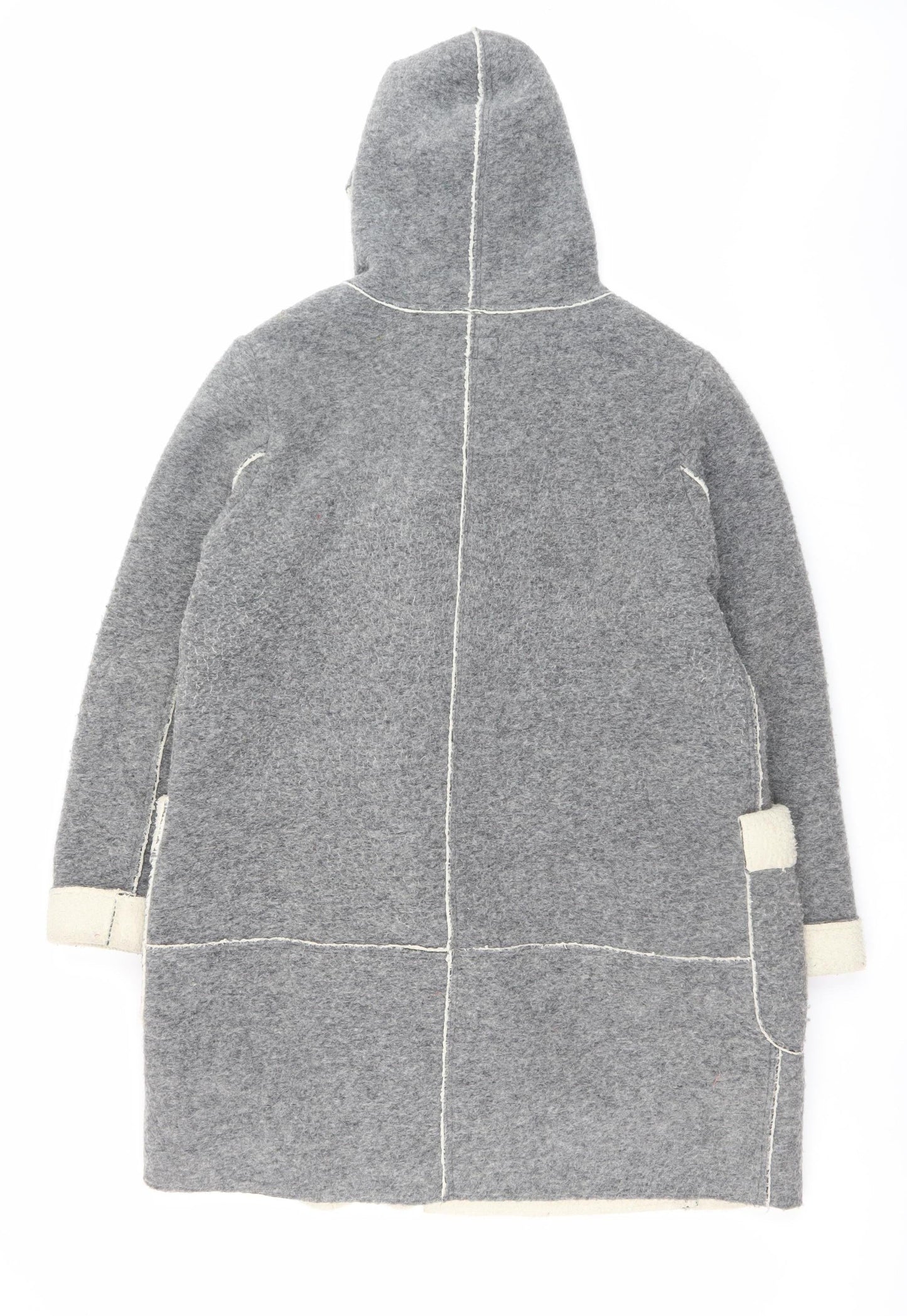 Marks and Spencer Women Grey Wool Blend Hooded Overcoat Size 18