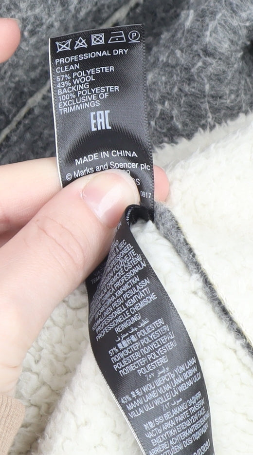Marks and Spencer Women Grey Wool Blend Hooded Overcoat Size 18
