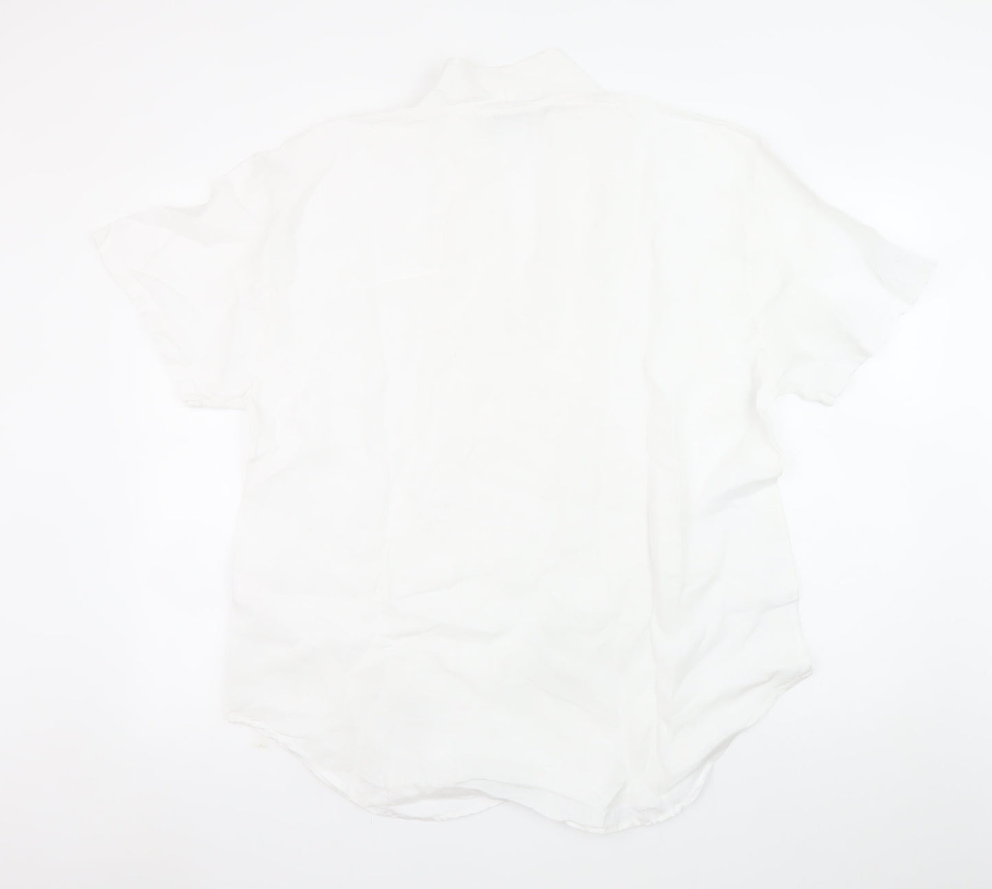 Puro Lino Men's White Linen Short Sleeve V-Neck Casual T-Shirt 2XL