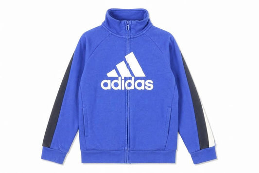 Adidas Boys Blue Full Zip Sweatshirt 7-8 Years Logo Sports Top