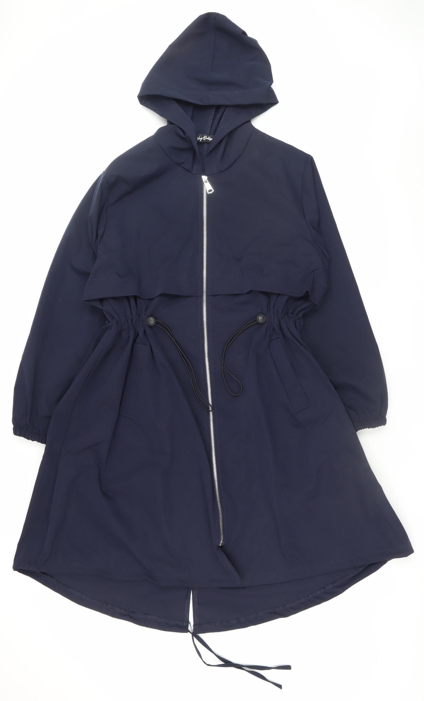 Virgo Boutique Women Blue Hooded Long Parka Coat Size 10