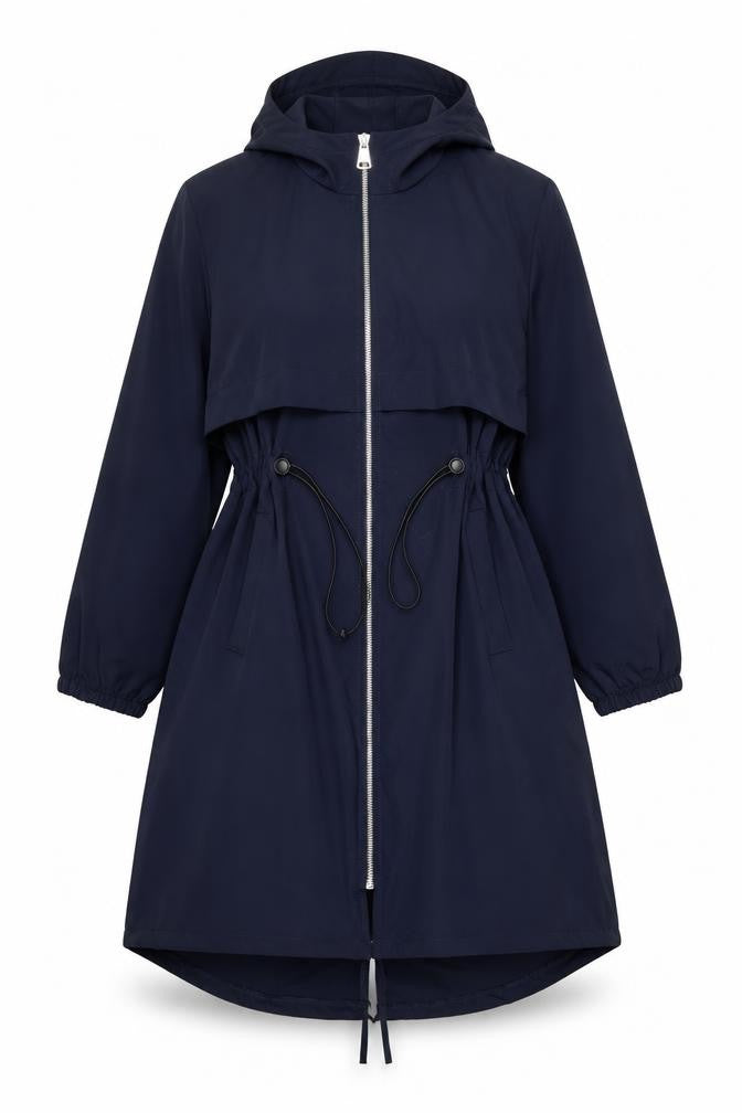 Virgo Boutique Women Blue Hooded Long Parka Coat Size 10
