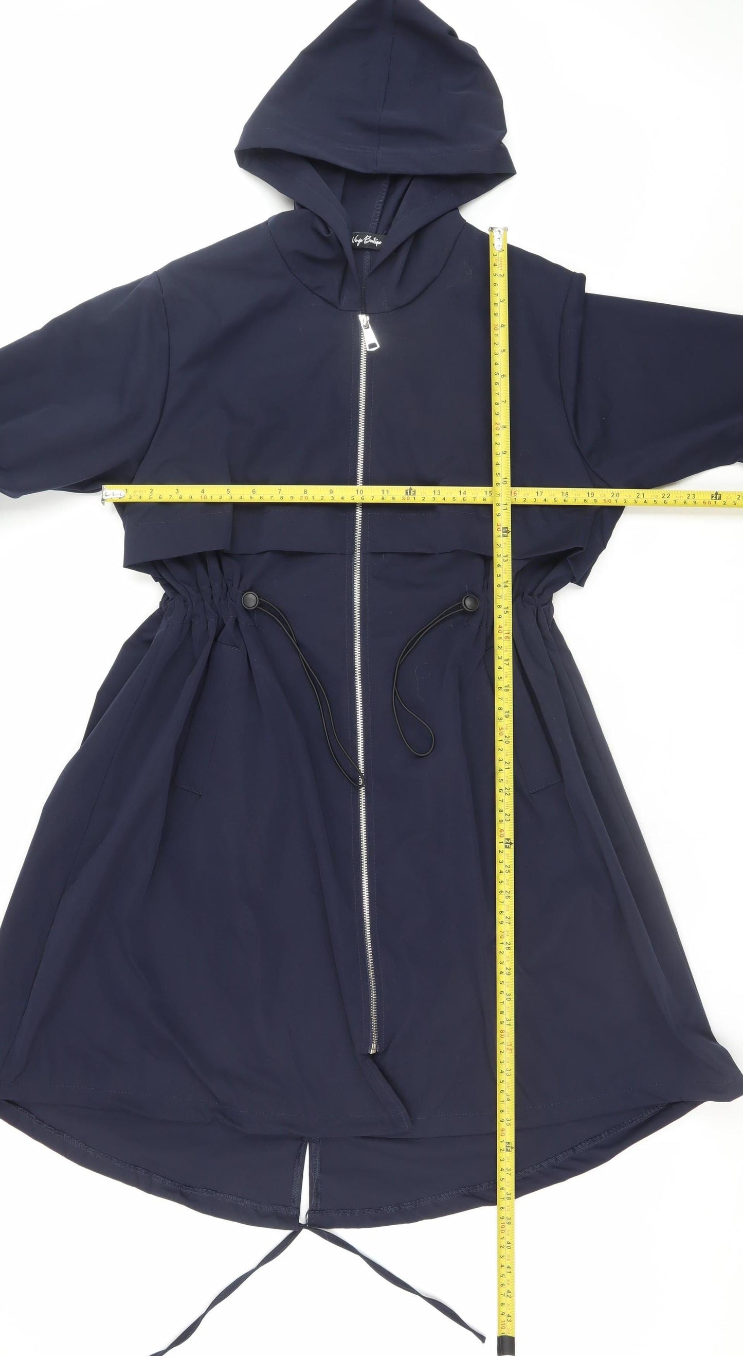 Virgo Boutique Women Blue Hooded Long Parka Coat Size 10
