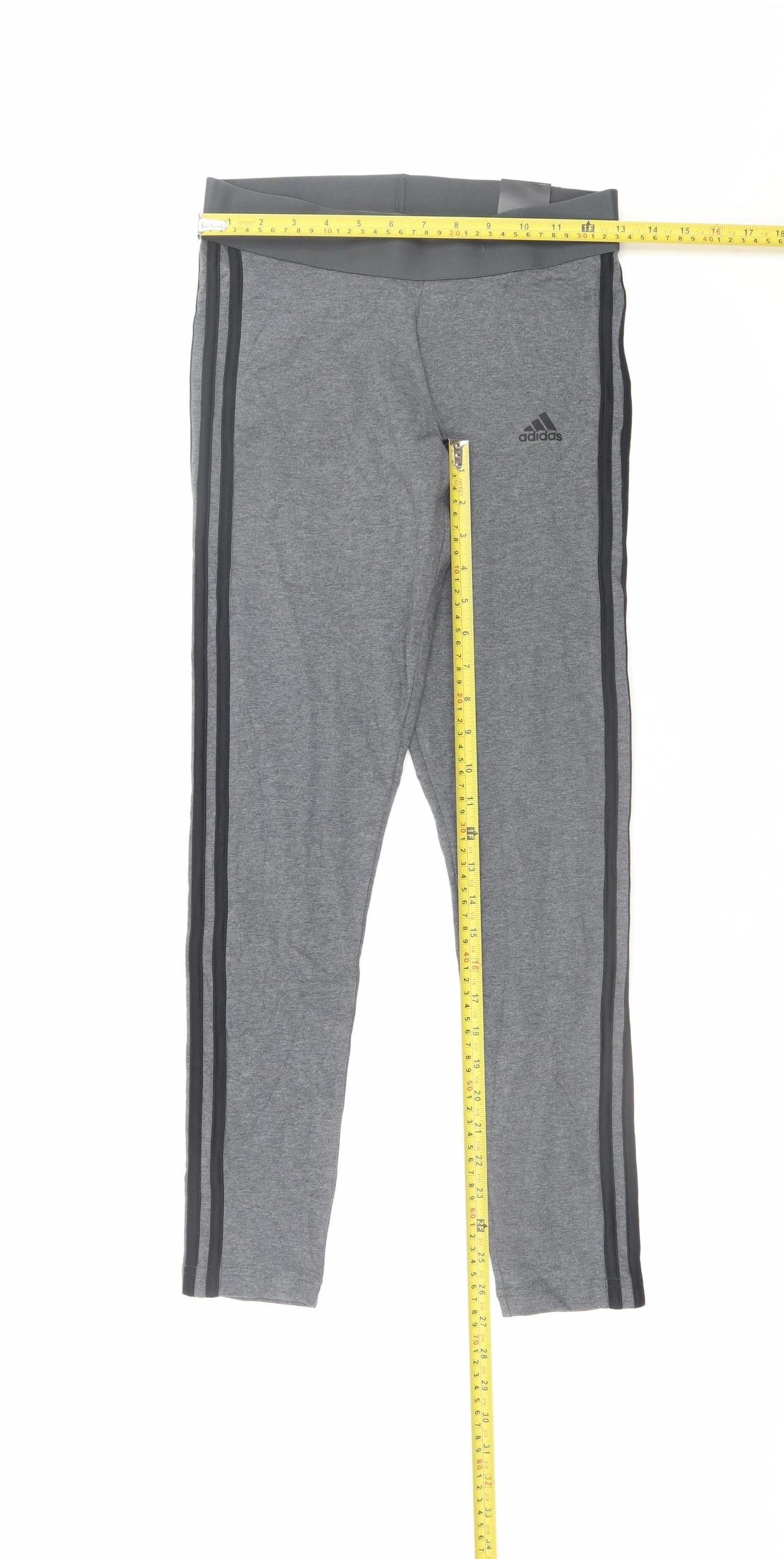 Adidas Womens Grey Small Ankle Leggings Stretch Cotton Blend