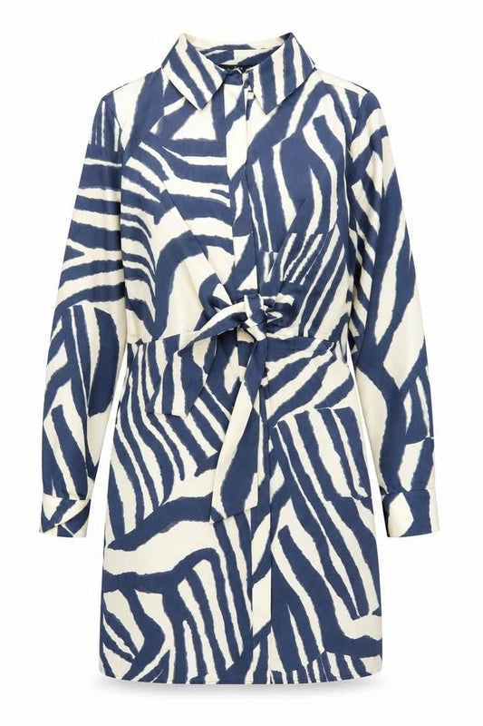 F&F Women’s Blue Animal Print Belted Shirt Dress Size 10