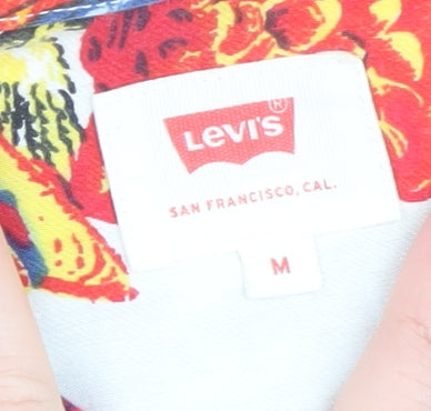 Levi's Men's Multicoloured Parrot Print Button-Up Short Sleeve Shirt M