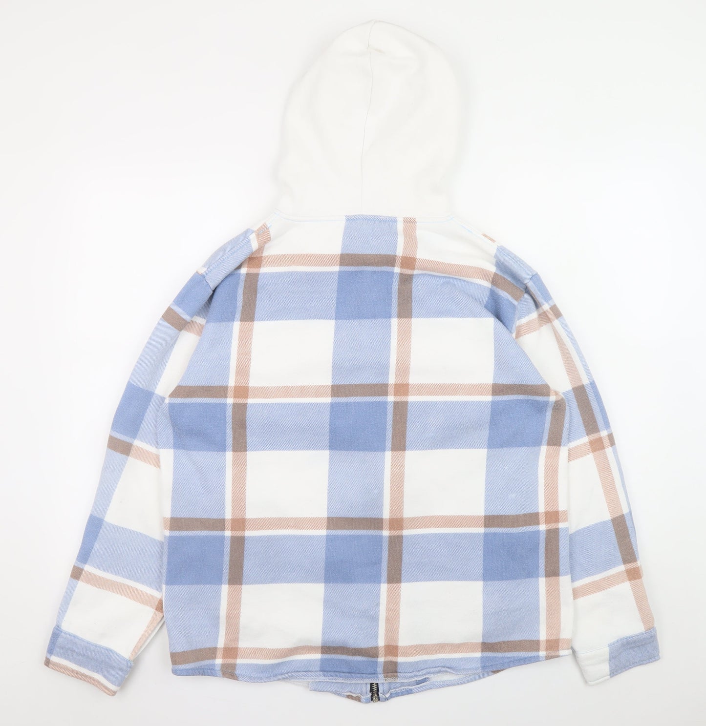 Rising Men’s Blue Check Hooded Full Zip Jacket Size L