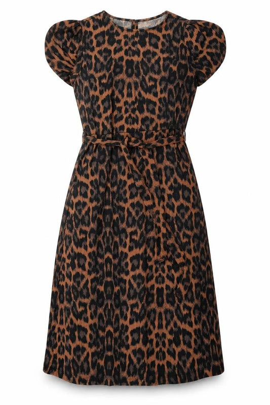 Peacocks Women's Brown Leopard Print A-Line Belted Dress Size 10