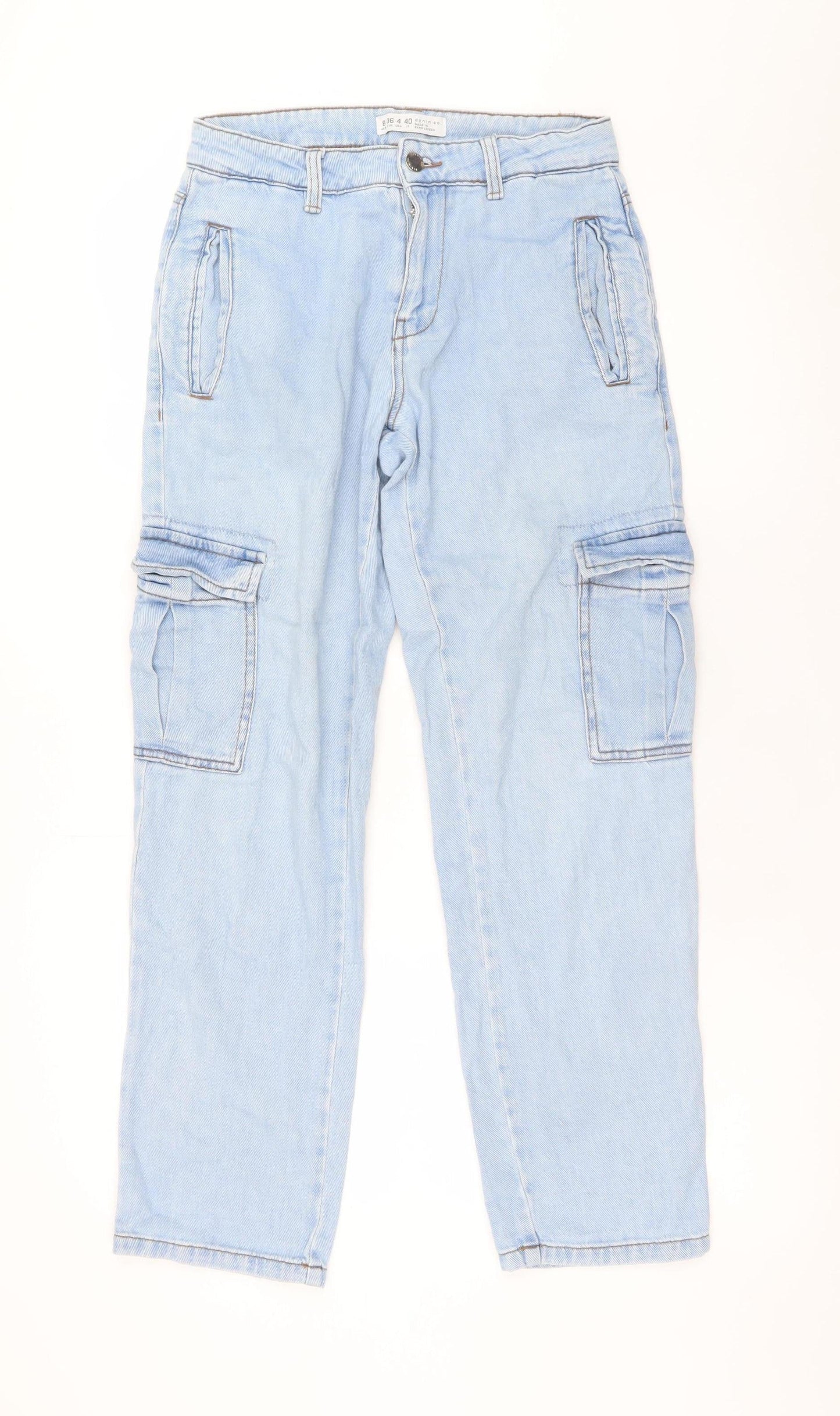 Denim Co Women Blue Cargo Jeans Size 8 Relaxed Fit Cotton
