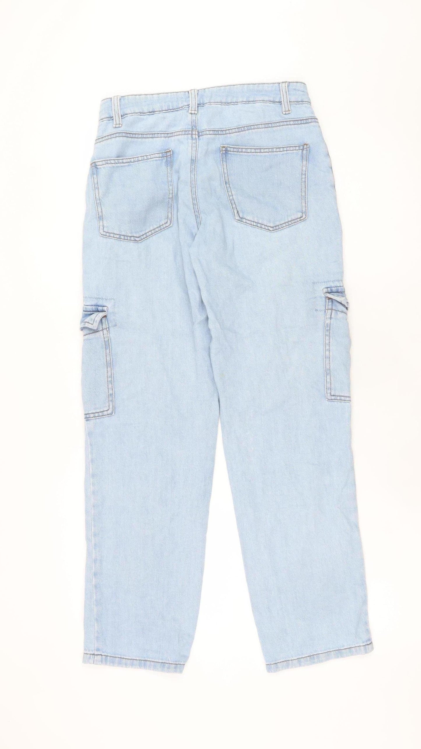 Denim Co Women Blue Cargo Jeans Size 8 Relaxed Fit Cotton