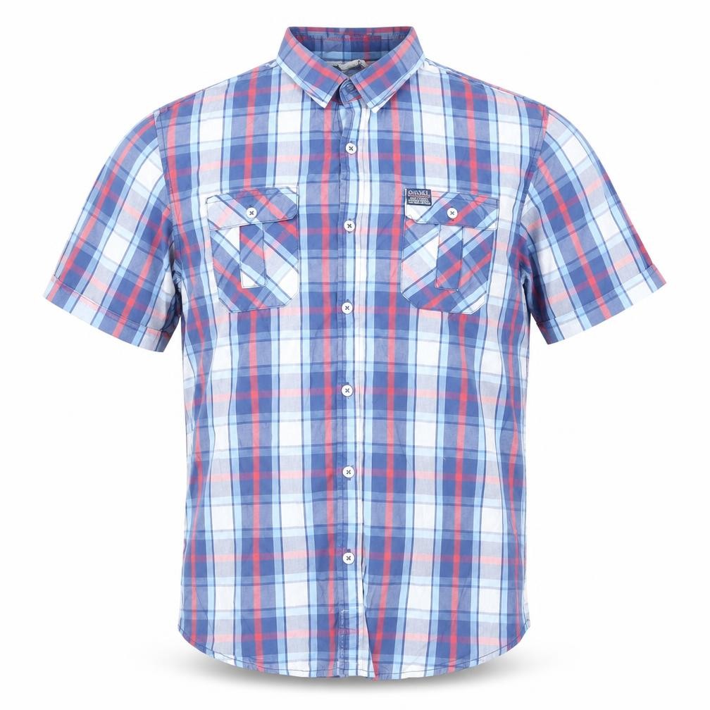Diesel Jeans Men's Blue Check Short Sleeve Cotton Button-Up Shirt Size M