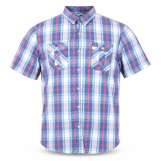 Diesel Jeans Men's Blue Check Short Sleeve Cotton Button-Up Shirt Size M