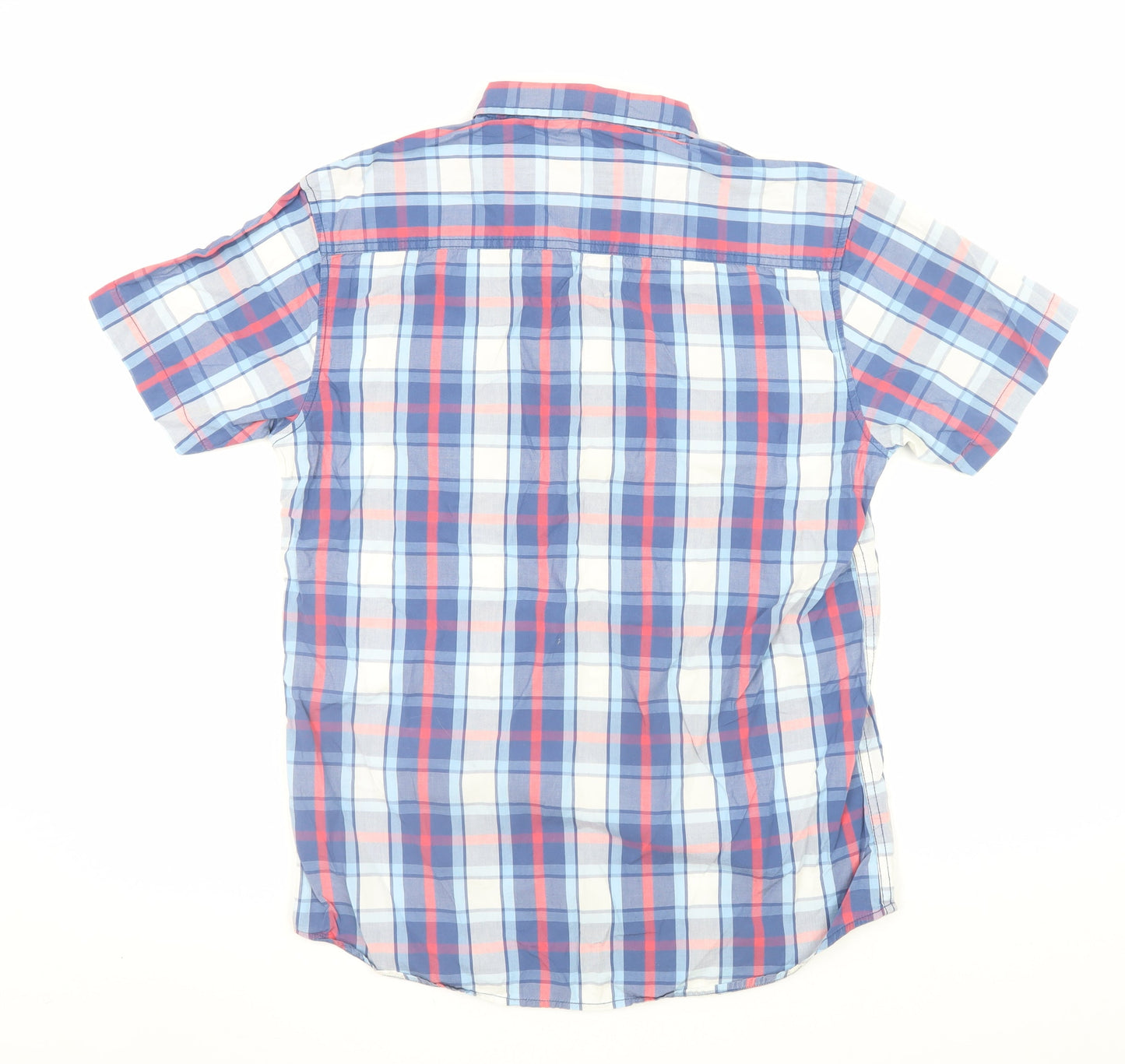 Diesel Jeans Men's Blue Check Short Sleeve Cotton Button-Up Shirt Size M