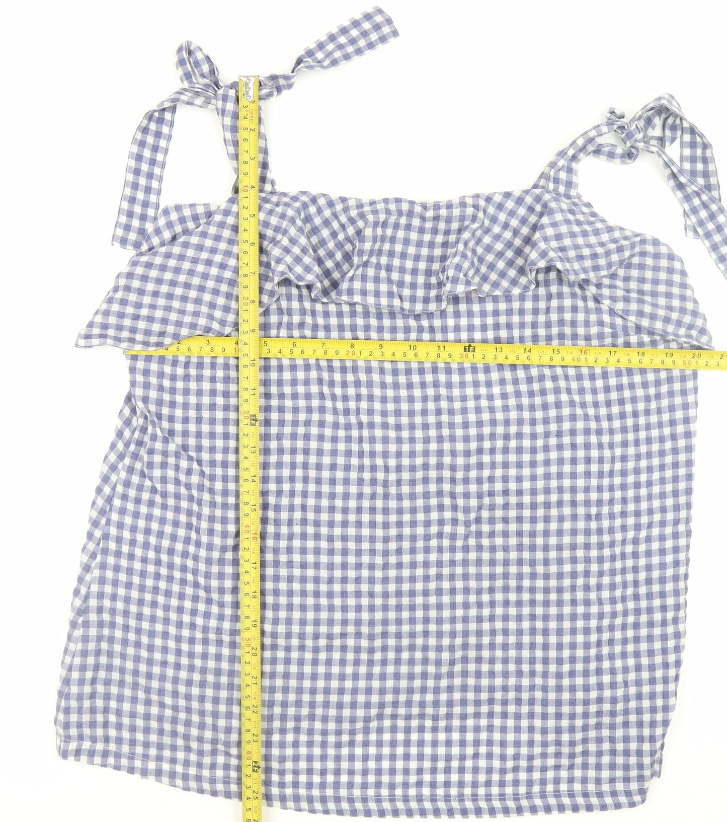 Next Women's Blue Gingham Ruffle Camisole Tank Top Size 18