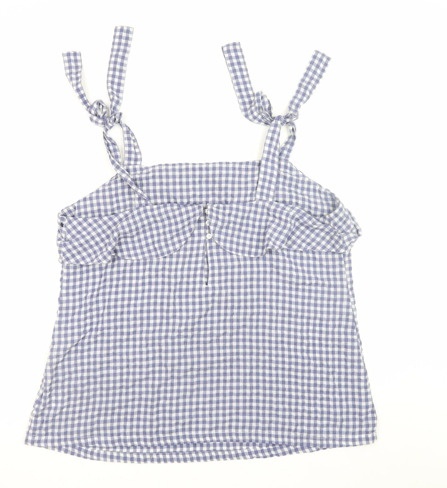 Next Women's Blue Gingham Ruffle Camisole Tank Top Size 18