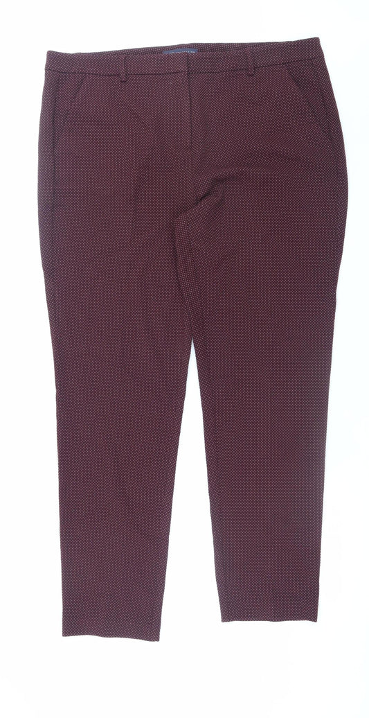 Marks and Spencer Women Brown Geometric Stretch Trousers Size 18 Tall