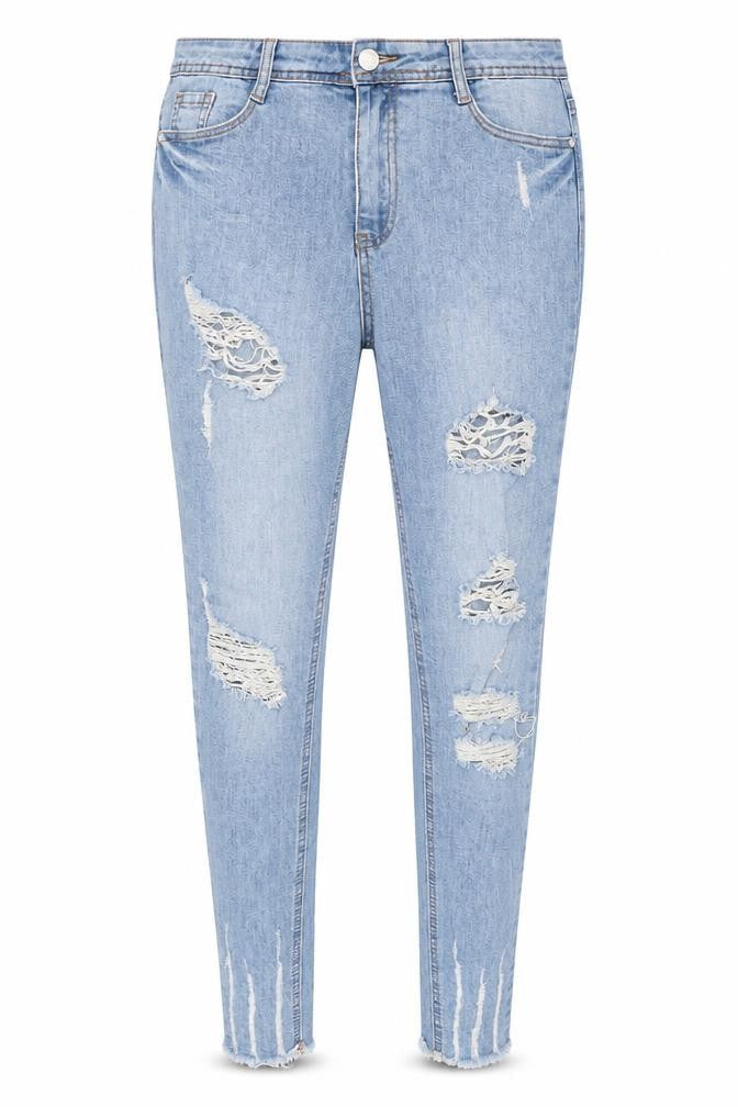 Sinner Womens Blue High Waist Skinny Distressed Jeans UK 12