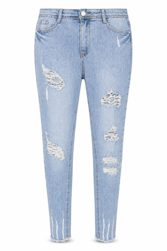 Sinner Womens Blue High Waist Skinny Distressed Jeans UK 12