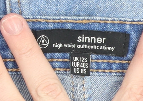 Sinner Womens Blue High Waist Skinny Distressed Jeans UK 12
