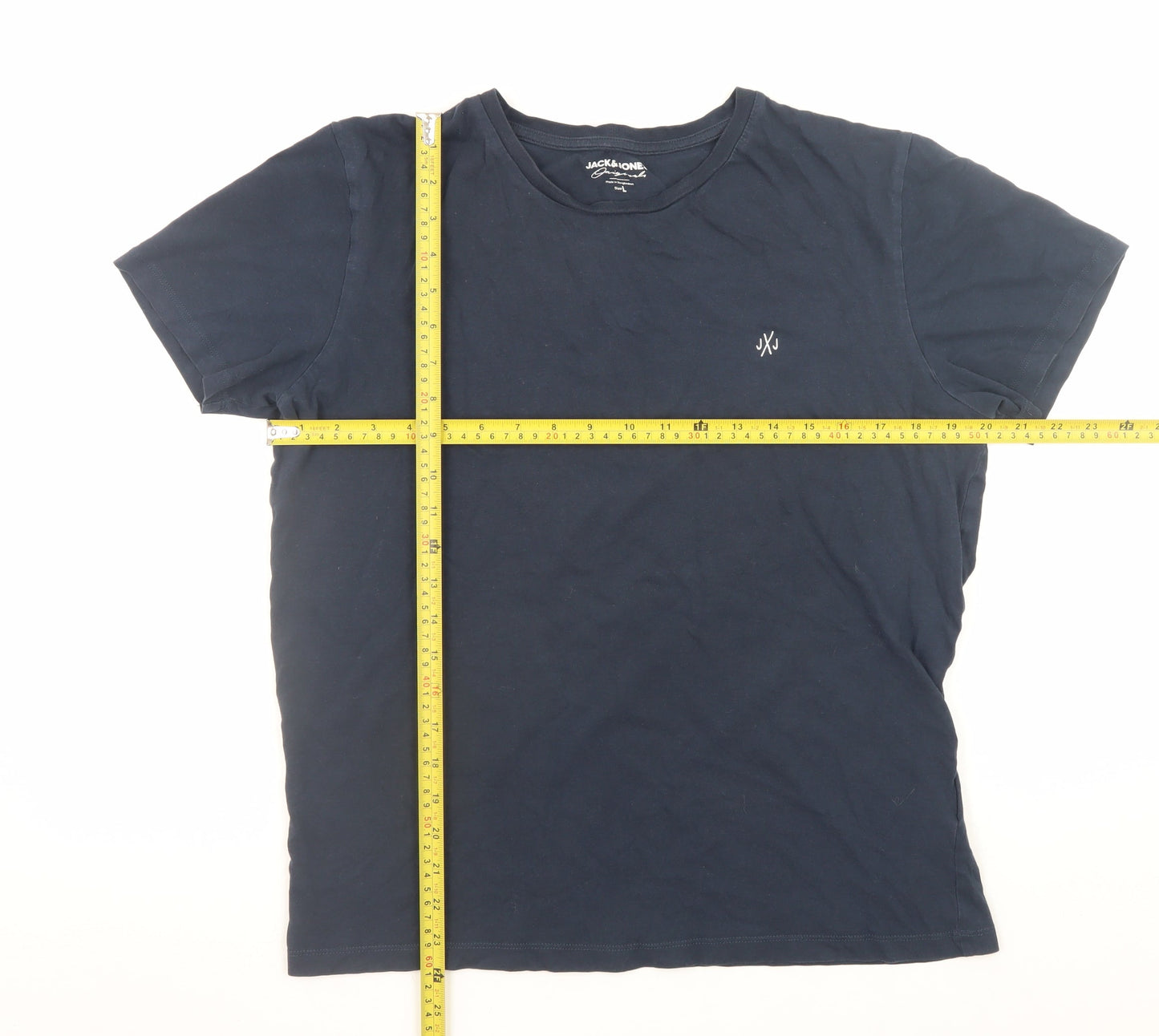 Jack & Jones Men’s Blue Cotton Crew Neck Short Sleeve T-Shirt Size L